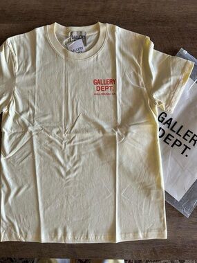 Gallery Dept. Pale Yellow T-Shirt with Red Logo